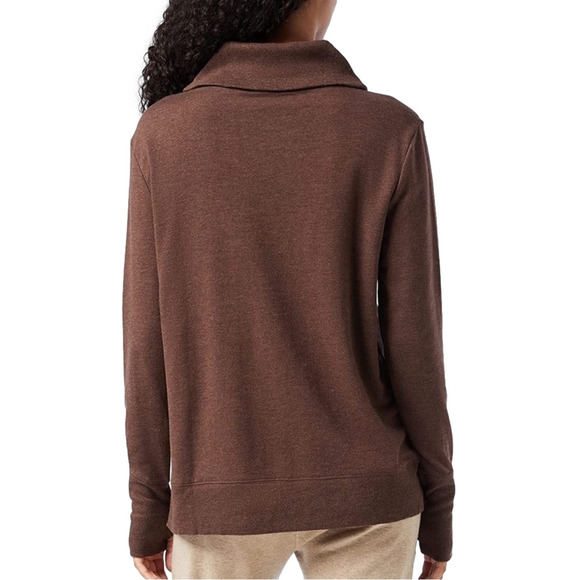 NWT Women’s Studio Terry Long Sleeve Funnel Neck Sweatshirt L Space Dye Brown - Picture 2 of 4